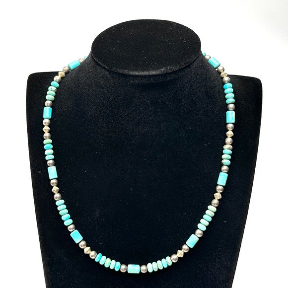 Vintage Native American Royston Turquoise, Chrysocolla & Sterling Silver — EUC - Picture 6 of 6